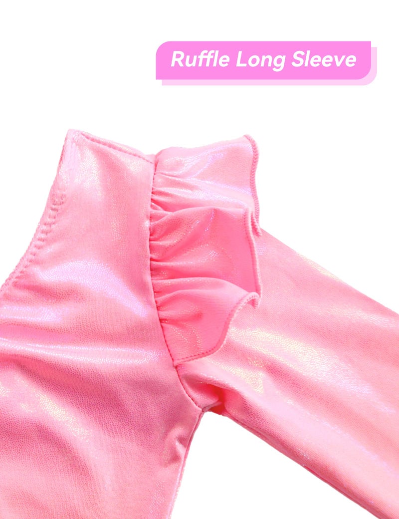 Nymphperi Girls Gymnastics Leotards 8-9 Years Old Soft Rainbow Pink Long Sleeve Kids Tumbling Sports Bodysuits - Image 4