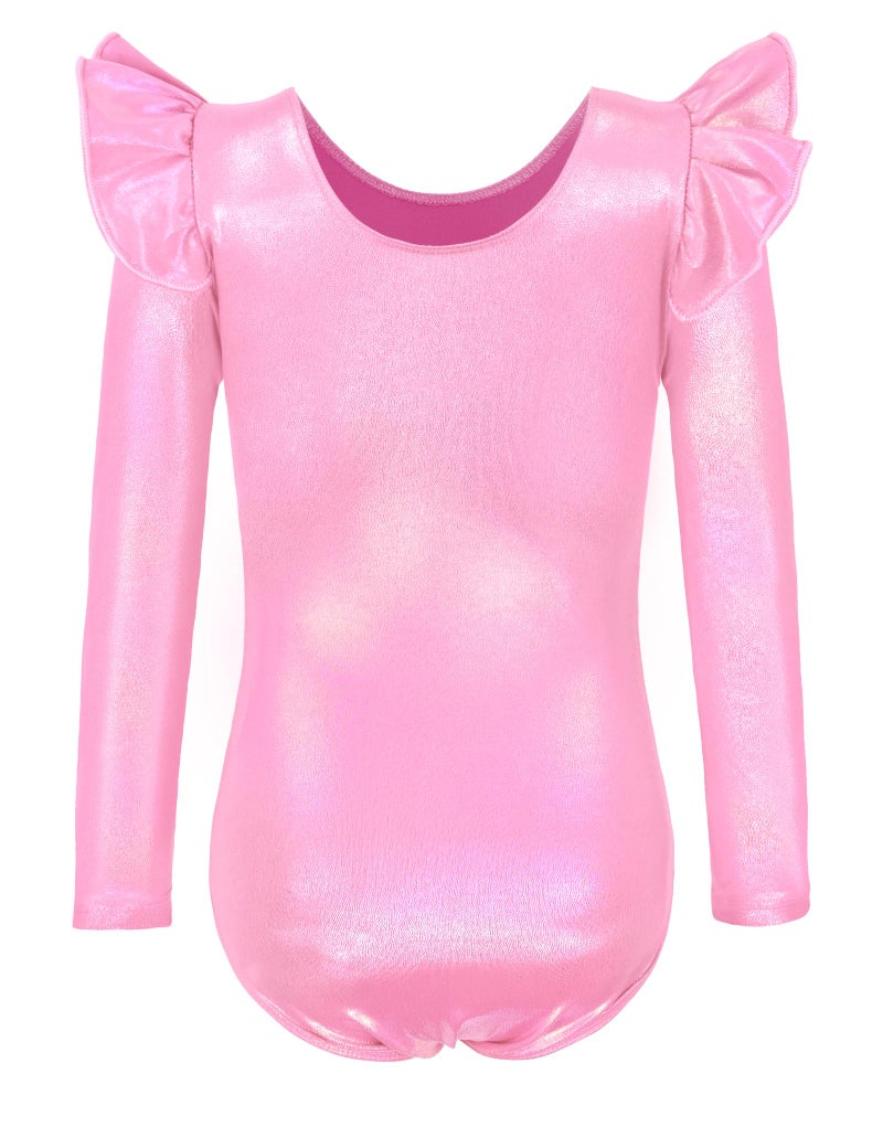 Nymphperi Girls Gymnastics Leotards 8-9 Years Old Soft Rainbow Pink Long Sleeve Kids Tumbling Sports Bodysuits - Image 2