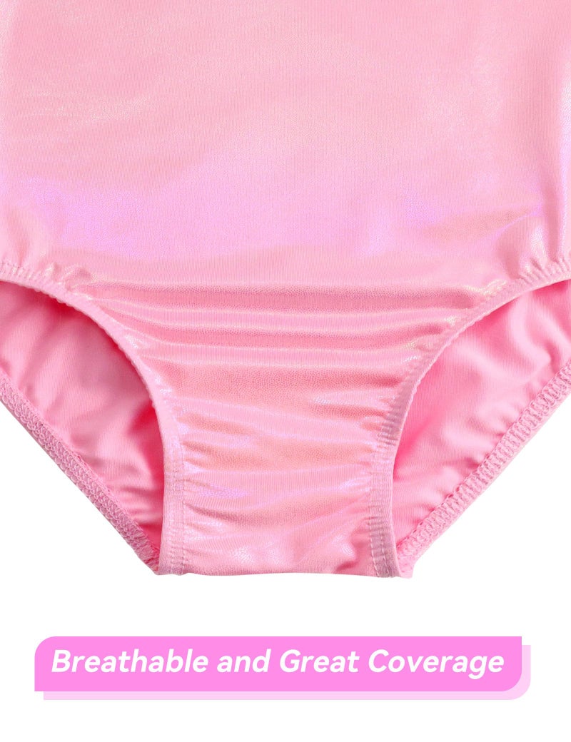 Nymphperi Girls Gymnastics Leotards 8-9 Years Old Soft Rainbow Pink Long Sleeve Kids Tumbling Sports Bodysuits - Image 5