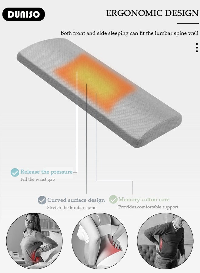 DUNISO Lumbar Support Pillow for Sleeping Memory Foam Back Support Pillow with Washable Zipper Cover Breathable Triangle Wedge Bolster Pillow for Pregnancy Lower Back Pain Side Stomach Sleeper - Image 3