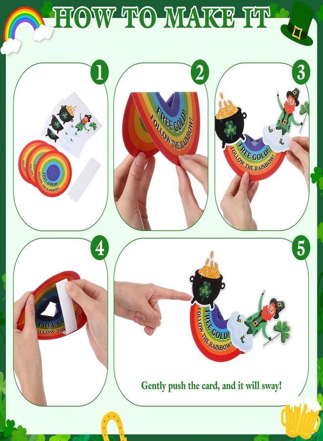 اياستي مجموعة إيستي المكونة من 24 مجموعة أدوات حرفية لعيد القديس باتريك، تتضمن فخ العفريت، وبطاقات هزازة على شكل نبات البرسيم وقوس قزح، وزينة كرتونية يمكنك صنعها بنفسك، وهدايا عيد القديس باتريك الأيرلندية للفصول الدراسية والأنشطة المنزلية ولوازم الحفلات. - Image 2