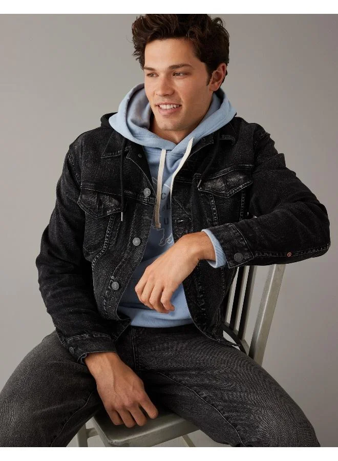 American Eagle AE Hooded Denim Trucker Jacket