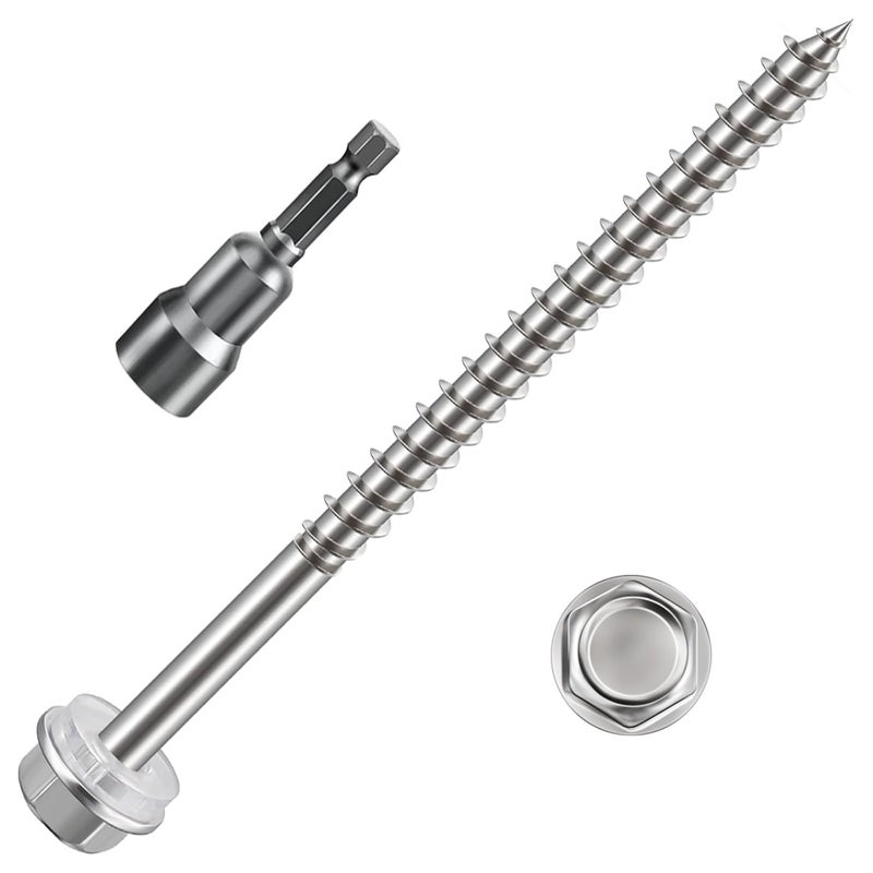 Wensilon (120Pcs)#10x3 Self-Tapping Screws for Wood 410 Stainless Steel Hexagon Head Quick Tapping - Image 1