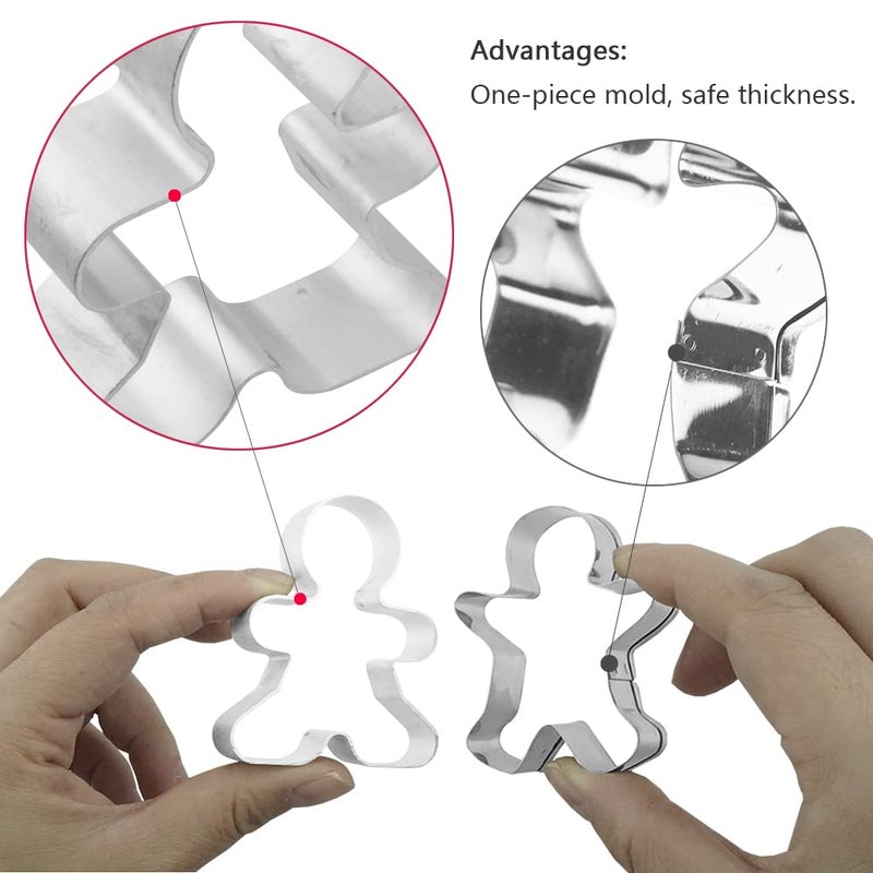 Saktopdeco 8 Counts Gingerbread Metal Cookie Cutter Small Christmas Gingerbread Man Shaped Decorative Cookie Cutters Set - Image 5