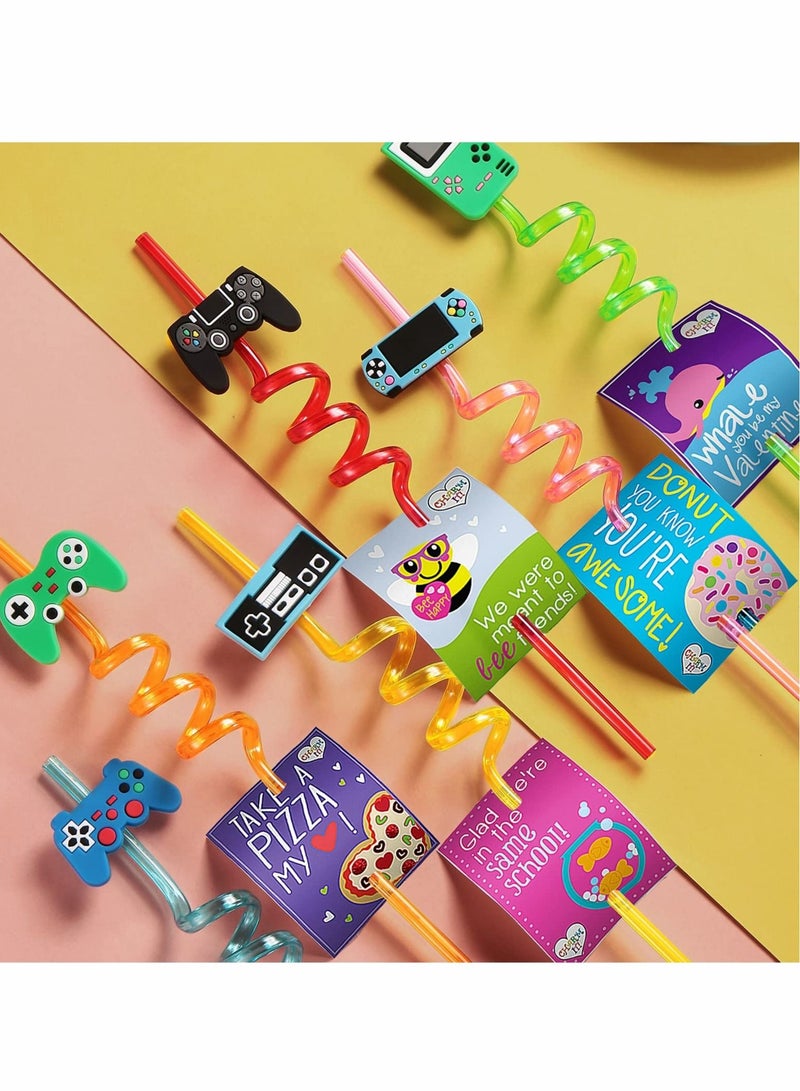 Excefore 24 Video Game Party Favors Game Controller Drinking Straws Goodie Gifts for Kids Gamer Birthday Party Supplies, Game On Party Supplies - Image 4
