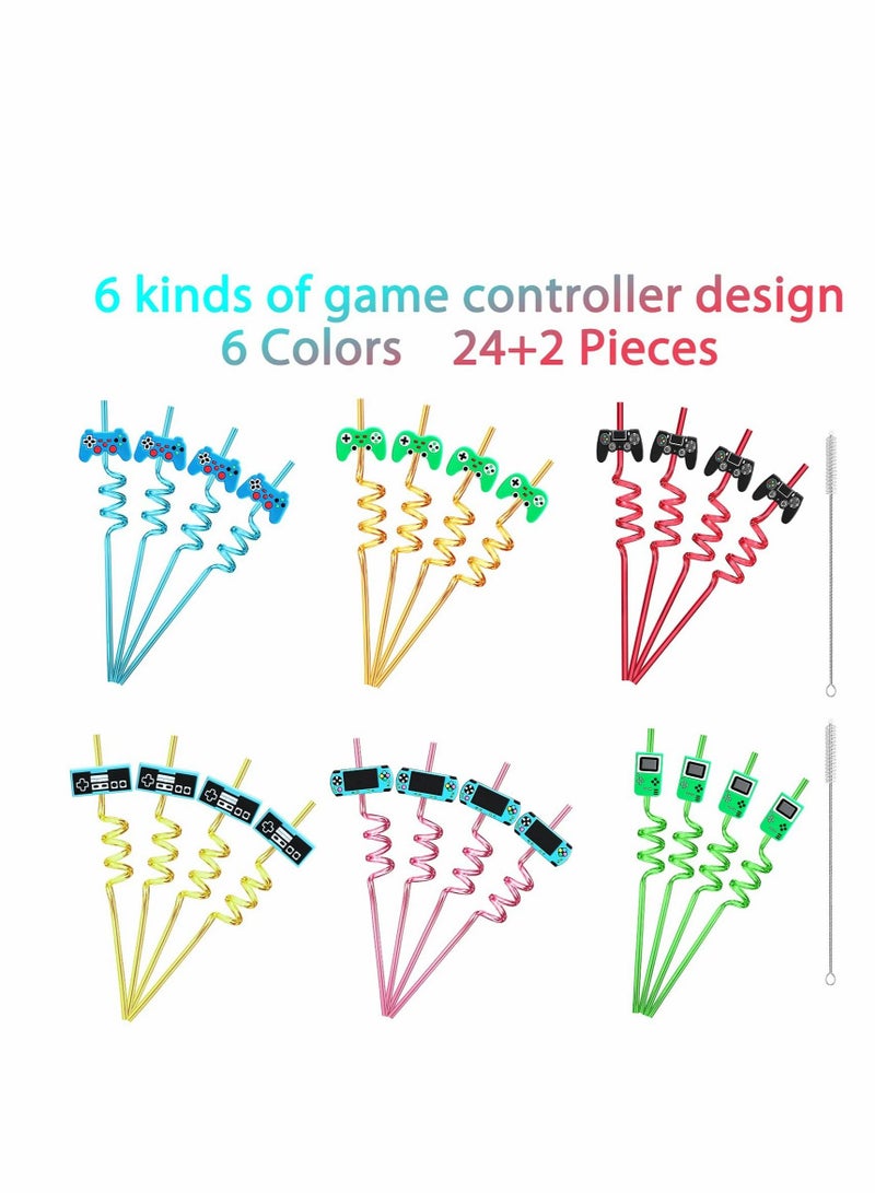 Excefore 24 Video Game Party Favors Game Controller Drinking Straws Goodie Gifts for Kids Gamer Birthday Party Supplies, Game On Party Supplies - Image 3