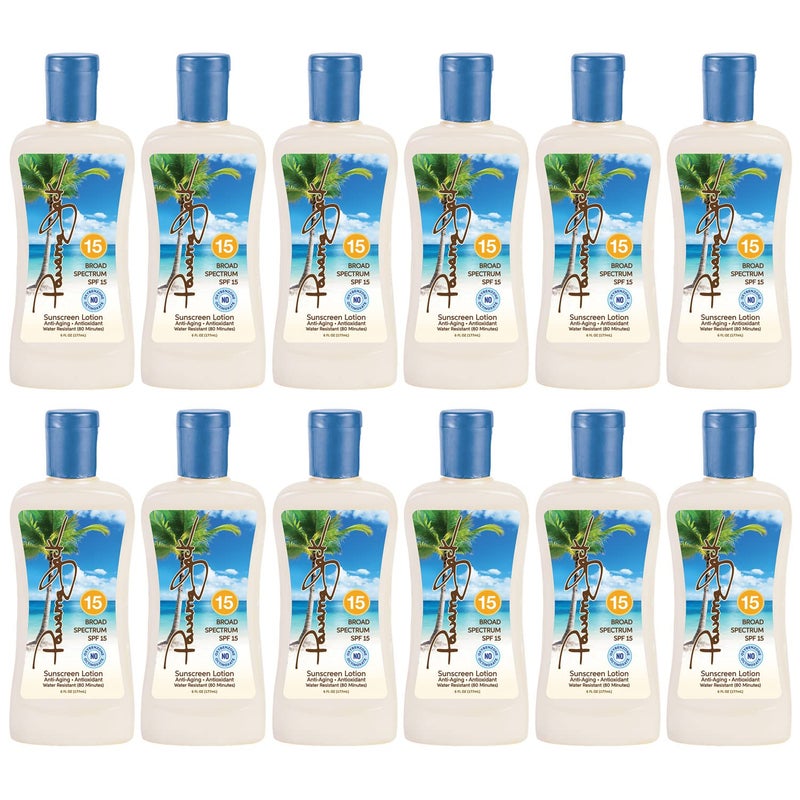 Panama Jack Sunscreen Suntan Lotion  SPF 15 Broad Spectrum UVAUVB Protection PABA Paraben Gluten  Cruelty Free 6 FL OZ Pack of 12