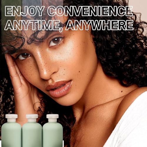 ASEVAT 13.5oz 4Pcs Green Plastic Refillable Travel Shampoo and Conditioner Bottles Plastic Refillable Travel Shampoo Bottles with Flip Cap Shampoo and Conditioner Dispenser - Image 4
