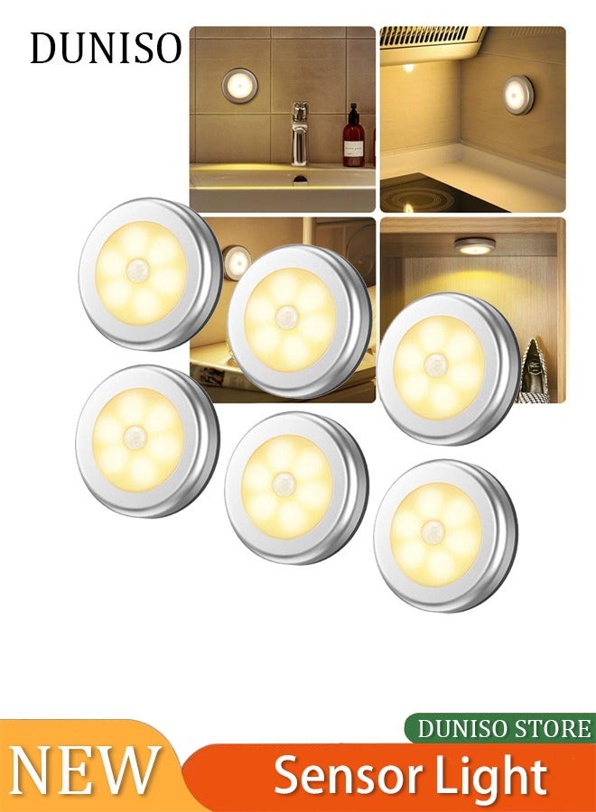 6-Pieces Cordless Battery-Powered LED Night Motion Sensor Light  - Image 1
