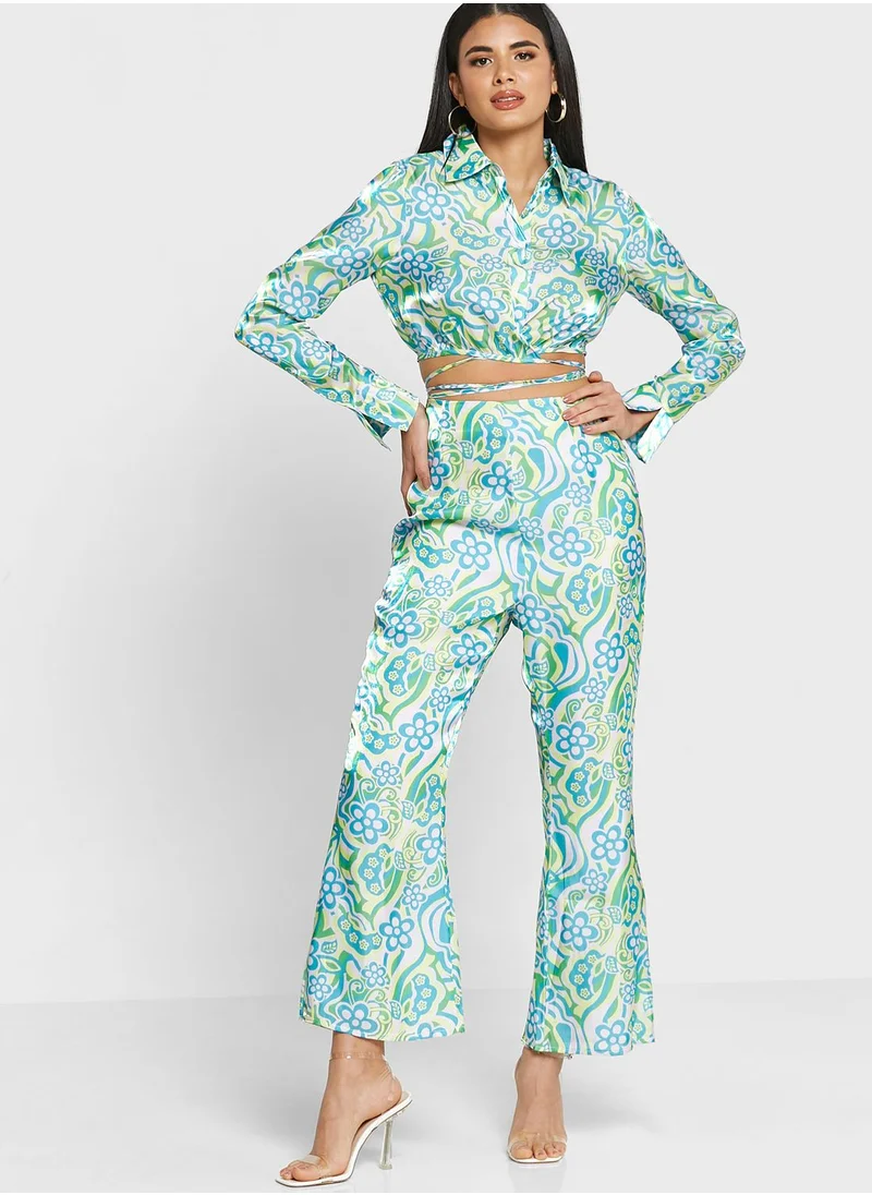 GLAMOROUS Floral Print Wide Leg Pants