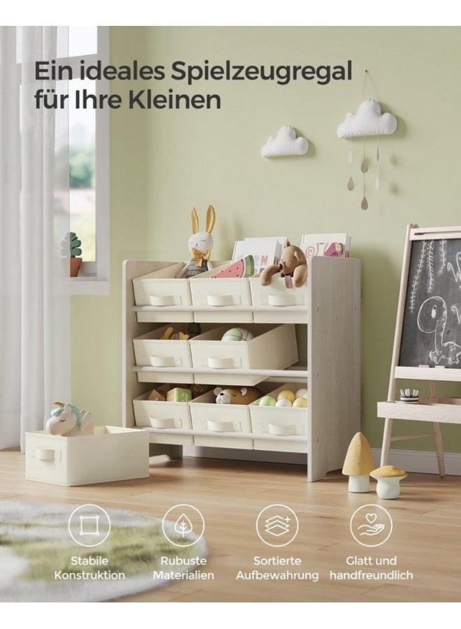 سونمجز رف أطفال Songmics – 9 صناديق تخزين، قماش غير منسوج، منظم الألعاب، بيج شوفان، 75 × 63 × 60 سم - Image 3