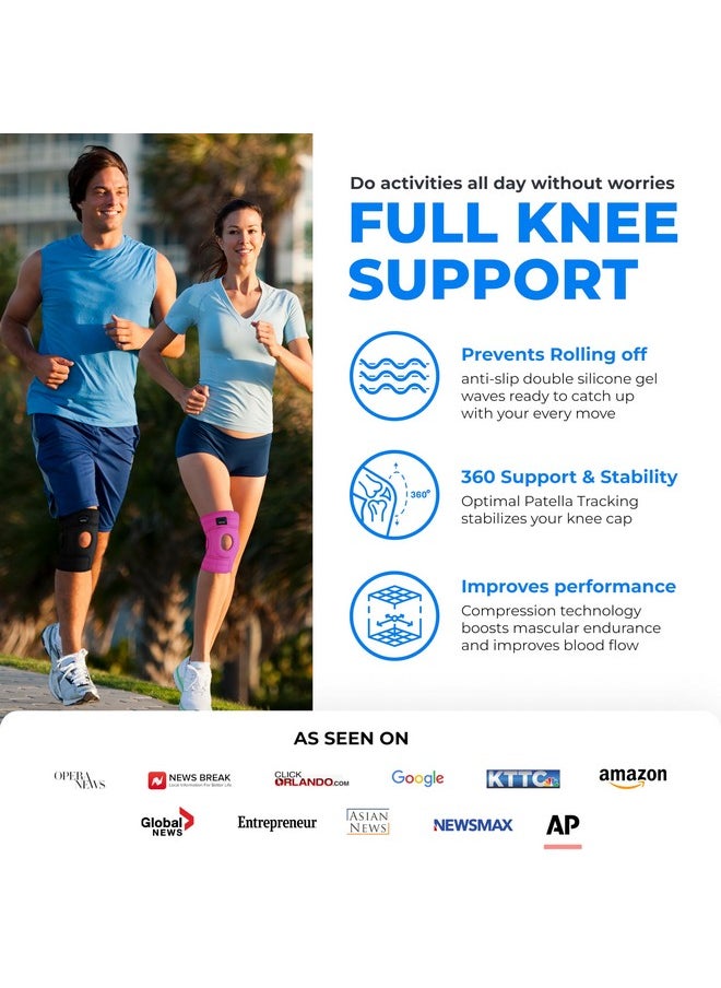 Modvel MODVEL Knee Brace with Side Stabilizers | FSA or HSA eligible | Patella Gel Pads Knee Support Braces for Knee Pain, Meniscus Tear,ACL,MCL,Arthritis, Joint Pain Relief,Injury Recovery. (S/M Pink)  - Image 3