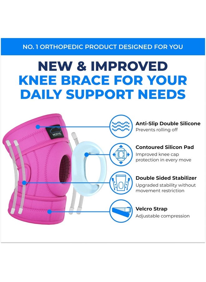 Modvel MODVEL Knee Brace with Side Stabilizers | FSA or HSA eligible | Patella Gel Pads Knee Support Braces for Knee Pain, Meniscus Tear,ACL,MCL,Arthritis, Joint Pain Relief,Injury Recovery. (S/M Pink)  - Image 4