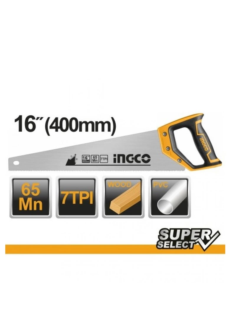 INGCO INGCO Hand Saw HHAS15400 – 16″ (400 mm) Heavy-Duty Woodcutting Saw, 7 TPI - Image 2