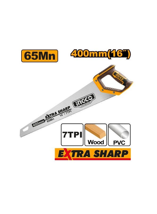 INGCO INGCO Hand Saw HHAS15400 – 16″ (400 mm) Heavy-Duty Woodcutting Saw, 7 TPI - Image 4