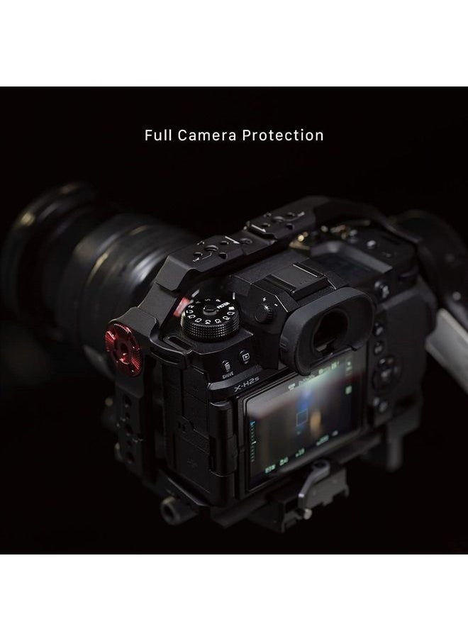 Tilta - Full Camera Cage Compatible with/for Fujifilm X-H2S, Custom Designed, Mount Accessories via NATO Rail, Rosette, Cold Shoe, and 1/4"-20 Threads, Ronin Ready (Black) | TA-T36-FCC-B - Image 1
