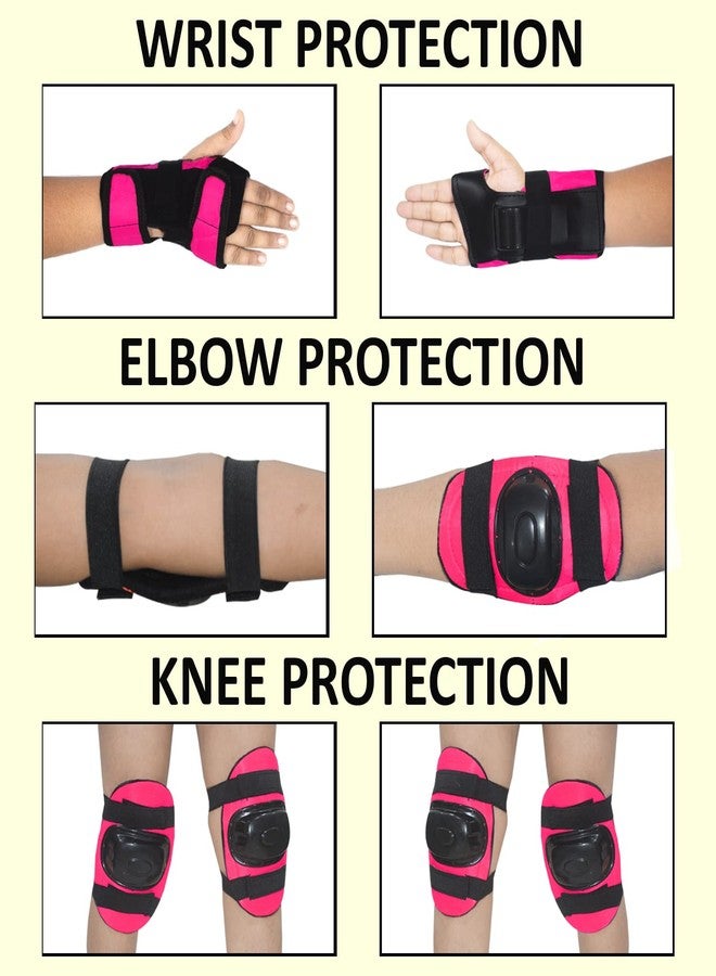 SWAURSAHA 3-in-1 Protective Knee, Elbow and Palm Safety Guard for Kids Roller Skating, Skate Board & Cycling Sports - Set of 6 Pcs (Small (Below 8 Years), Pink) - Image 2