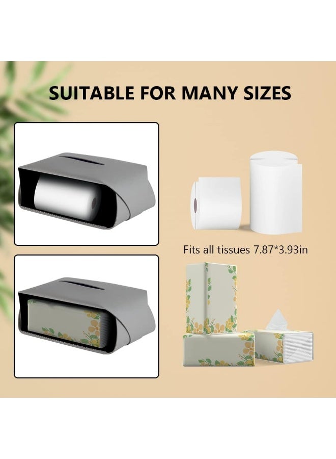 SUCITY Leather Tissue Box Cover, Tissue Box Holder for Living Room, Bedroom and Office, Office Desk Tissue Box Cover for Car (Grey) - Image 4