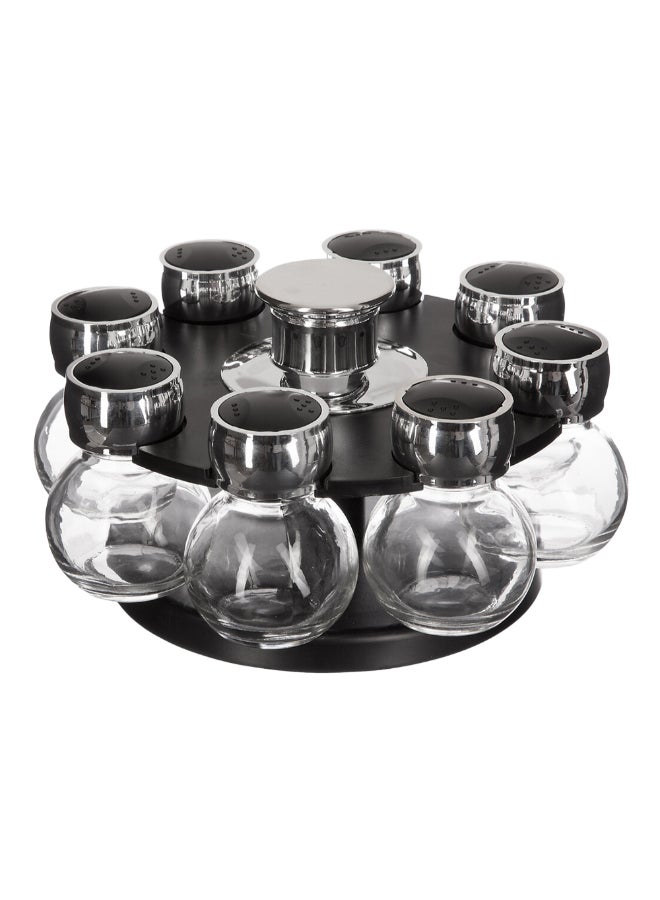 Five Simply Smart 8-Jar Rotating Spice Rack Black and Clear 12.5 x 22 x 22 cm 146651 - Image 1