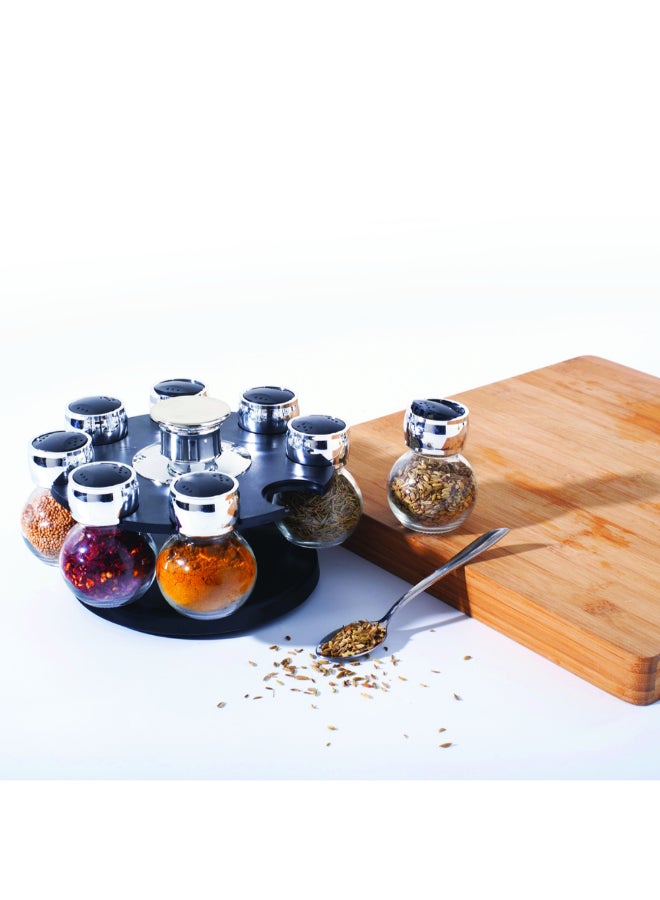 Five Simply Smart 8-Jar Rotating Spice Rack Black and Clear 12.5 x 22 x 22 cm 146651 - Image 5