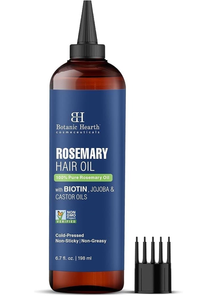 Botanic Hearth 100% Pure Rosemary Oil for Hair Growth (6.7 fl oz)| Infused with Biotin, Jojoba & Castor Oil | Hair Oil Repairs Dry Damaged Hair, Strengthening, Healthier Hair- Hair Tonic - Image 1