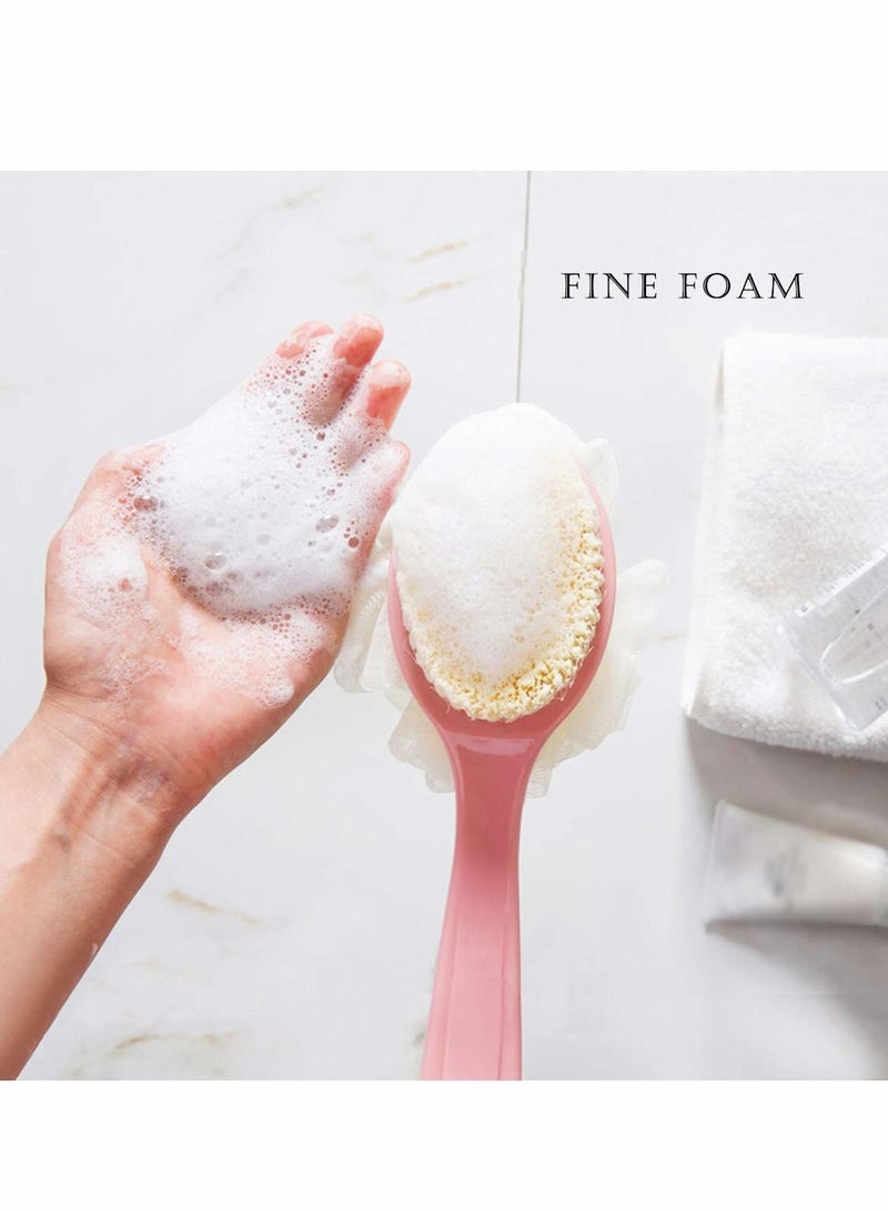 Men Women Long Handle Bath Brush 2 in 1 Shower Sponge with Back Scrubber Exfoliating PCS - Image 2