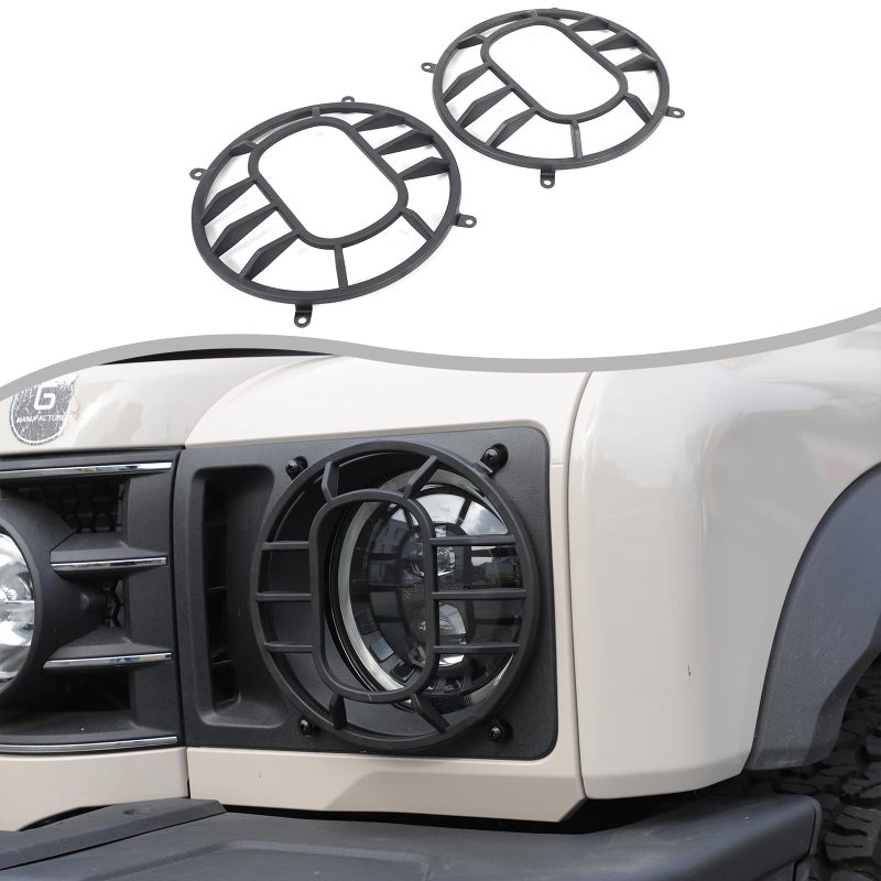 Hudiriy Car Headlight Guards Light Compatible with Ineos Grenadier 20202024 Front Headlights Cover Trim Lamp Frame Protector External Accessories Decoration Style A Black