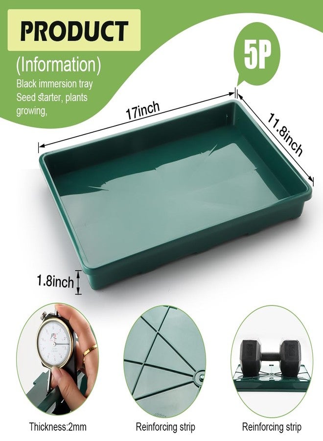 RooTrimmer صواني بدء البذور RooTrimmer 5 عبوات (17"x11"x2"), صواني بلاستيكية لشتلات النباتات, صواني بدء شتلات متينة, صواني قابلة لإعادة الاستخدام للزراعة وجمع مياه الصرف (أخضر) - Image 2
