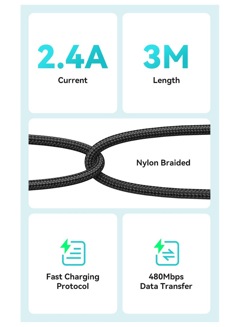 BWOO Usb-A To Type-C Fast Charging Data Cable 3M Black - Image 5