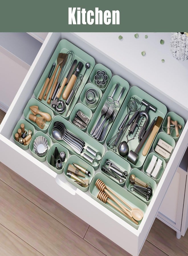 Homhut Plastic Drawer Organizers, 18 PCS Drawer Organizer Bins, Bathroom and Vanity Organizer Plastic Tray, Makeup organizer and storage for Makeup, Bedroom, Kitchen Gadgets Utensils and Office - Image 5
