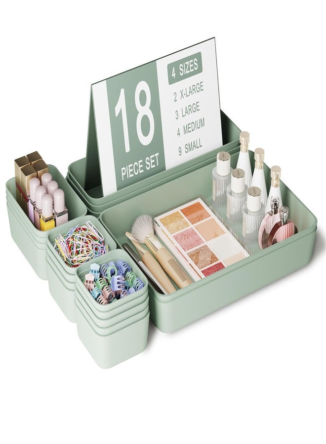 Homhut Plastic Drawer Organizers, 18 PCS Drawer Organizer Bins, Bathroom and Vanity Organizer Plastic Tray, Makeup organizer and storage for Makeup, Bedroom, Kitchen Gadgets Utensils and Office - Image 1