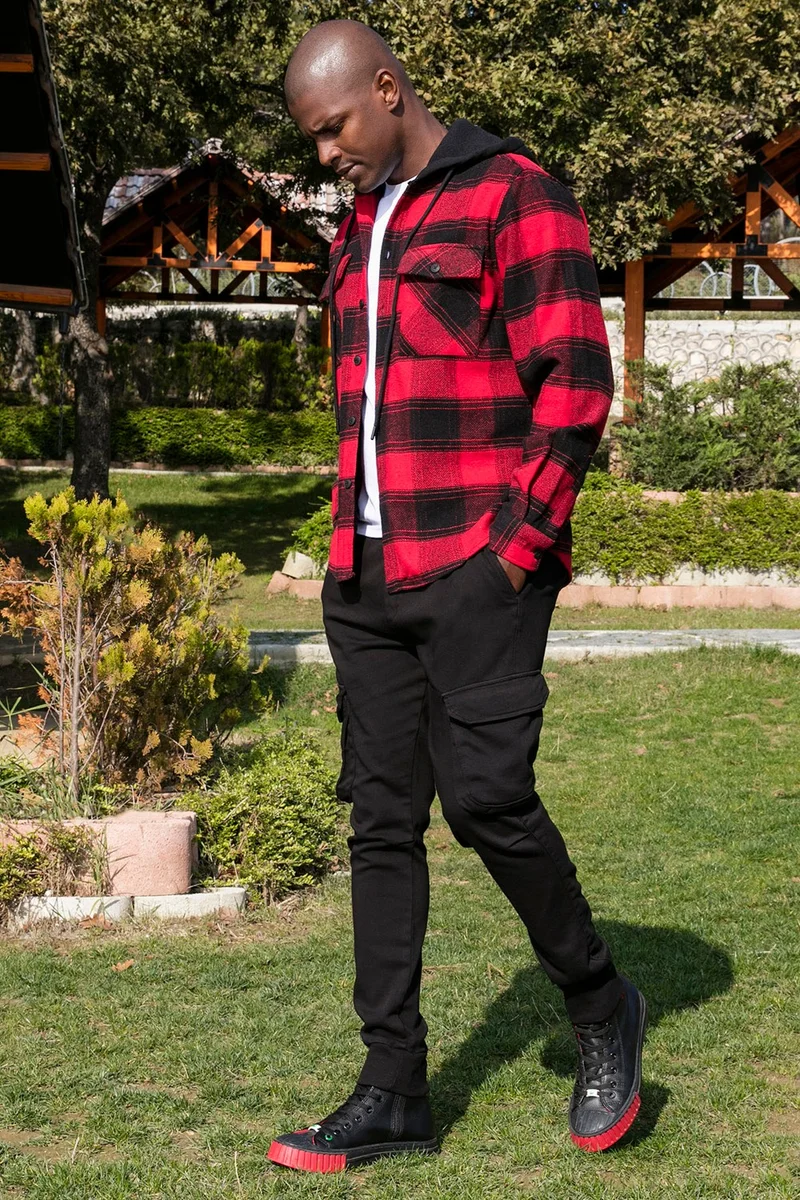 Buratti Plaid Hooded Regular Fit Winter Lumberjack Shirt Men's Shirt CF24W129002