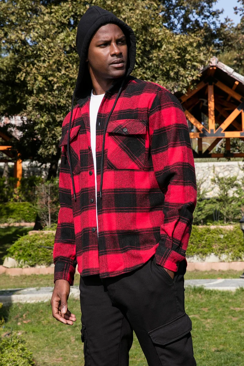 Buratti Plaid Hooded Regular Fit Winter Lumberjack Shirt Men's Shirt CF24W129002