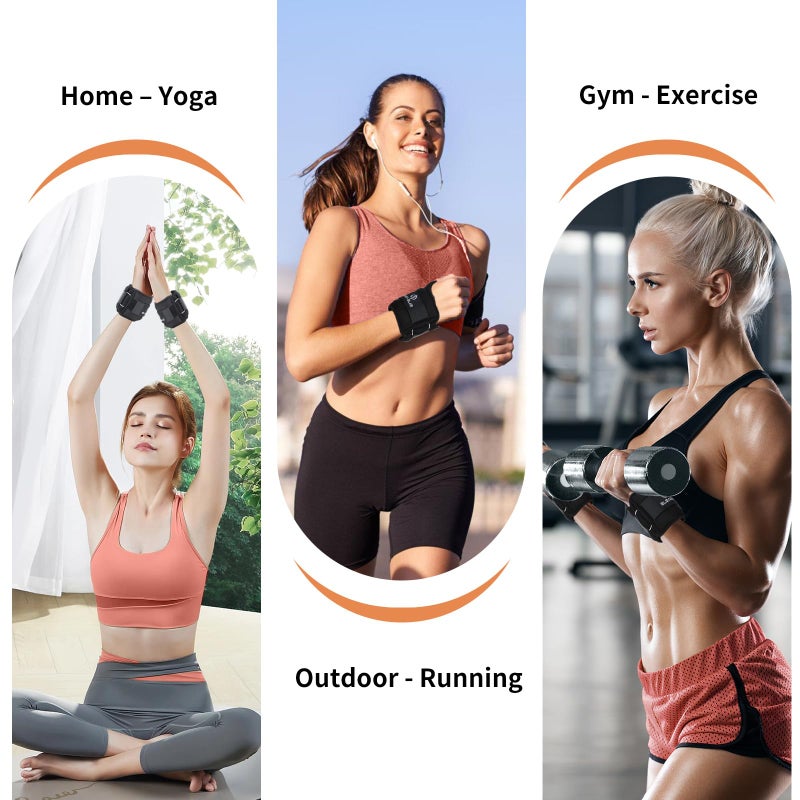 ELEAMY Wrist Weights with Thumb Loops Lock for Women & Men, 0.5lb*2/1lb*2/1.5lb*2/2lb*2/3lb*2,Premium Ice Silk Fabric,Comfortable & Tear Resistant for Walking,Running,Fitness and Moreï¼ˆ1lb*2 Blackï¼‰ - Image 2