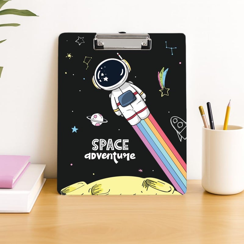 Articious لوحة رسم وكتابة واختبار مع مشبك (الحجم - 24x36 سم) متينة وخفيفة الوزن للمكتب والمدرسة والجامعة - مغامرة الفضاء - Image 4