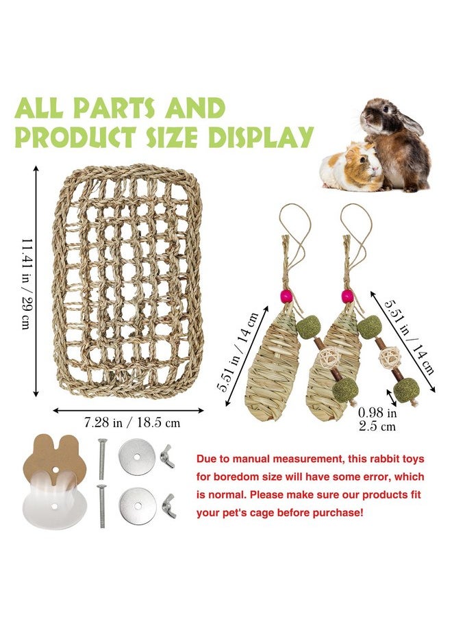 Hamiledyi - Hamiledyi Rabbit Seagrass Mat Hanging Bunny Chew Toys for Teeth Rabbit Enrichment Activity Mat Small Animal Toys for Guinea Pigs Chinchillas Gerbils Birds - Image 1