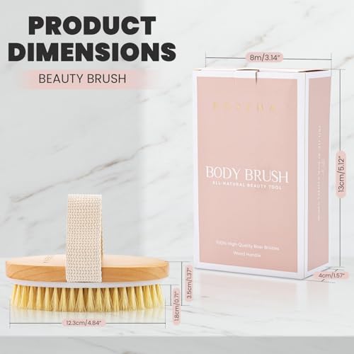 rosena Dry Brushing Body Brush - Best for Exfoliating Dry Skin, Lymphatic Drainage and Cellulite Treatment - Organic Spa Exfoliator and Massage Scrub Brush with Natural Boar Bristles (Oval) - Image 3
