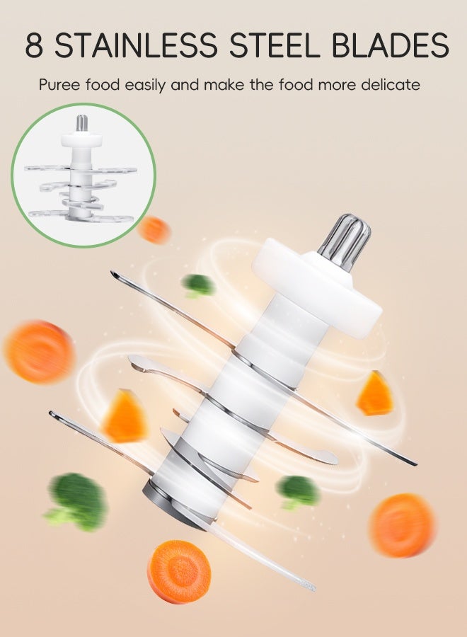 سوفت تاتش جهاز تحضير طعام الأطفال المحمول سعة 300 مل، مجموعة معالج طعام الأطفال مع شفرتين، خلاط طعام الأطفال لهريس الطعام والفواكه واللحوم والخضروات، حاويات تخزين طعام الأطفال، هدية أساسية لتغذية الطفل - Image 5