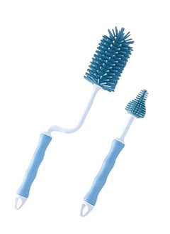 Generic 2Pcs Silicone Baby Bottle Brush Set, 360° Rotating Long Handle Water Bottle Cleaner Brush, Teat & Straw Brush Cleaning Cup Brush for Baby Bottles Plastic Bottles Glass Bottles Straws  - Image 1