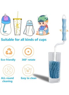 Generic 2Pcs Silicone Baby Bottle Brush Set, 360° Rotating Long Handle Water Bottle Cleaner Brush, Teat & Straw Brush Cleaning Cup Brush for Baby Bottles Plastic Bottles Glass Bottles Straws  - Image 2
