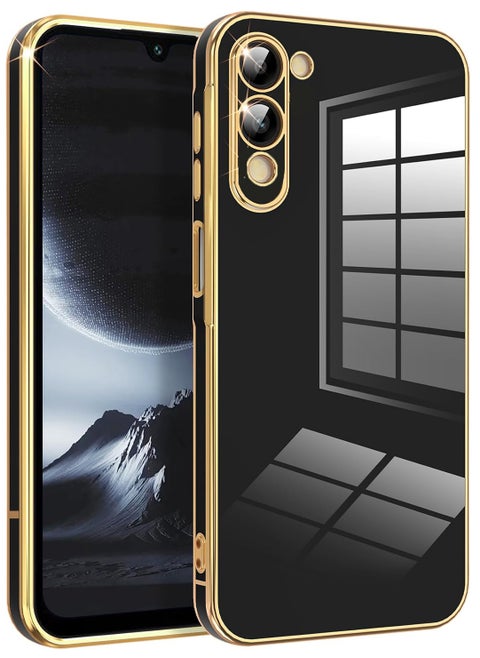 Compatible with Vivo Y04 /Vivo Y29s cover, smooth veneer gold plated chrome, Black Thin and smooth shock-proof full protection Vivo Y04 /Vivo Y29s case（Black）