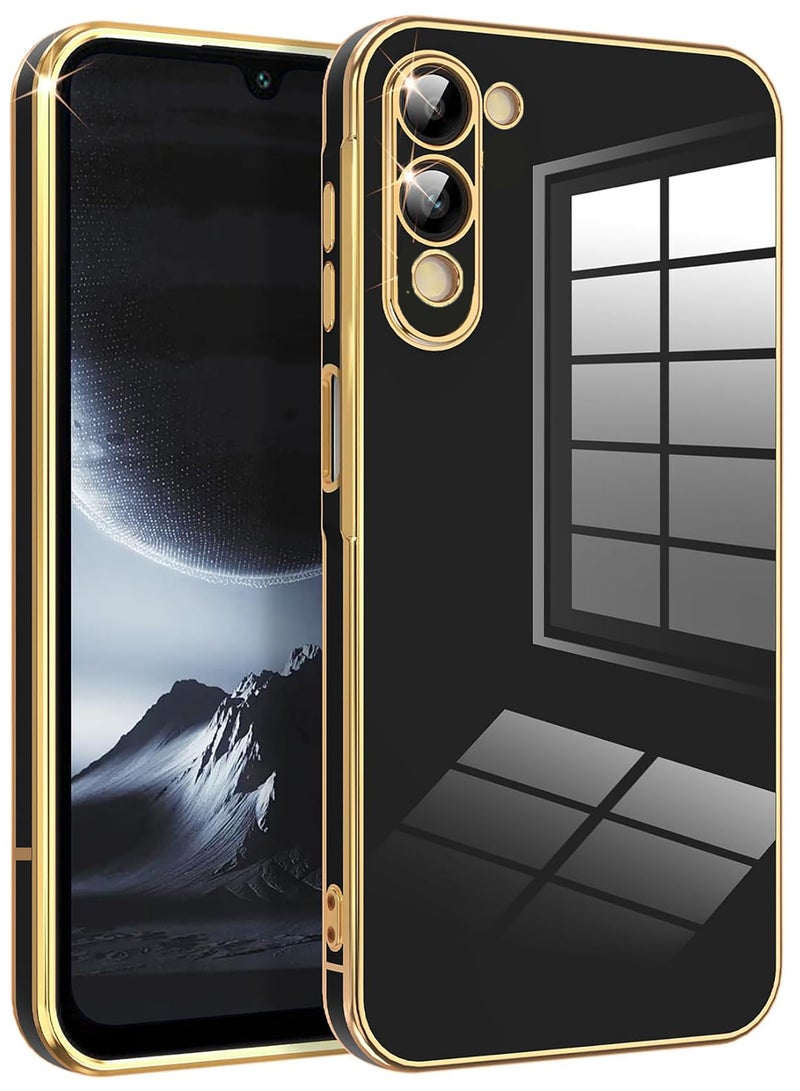 Compatible with Vivo Y04 /Vivo Y29s cover, smooth veneer gold plated chrome, Black Thin and smooth shock-proof full protection Vivo Y04 /Vivo Y29s case（Black） - Image 1