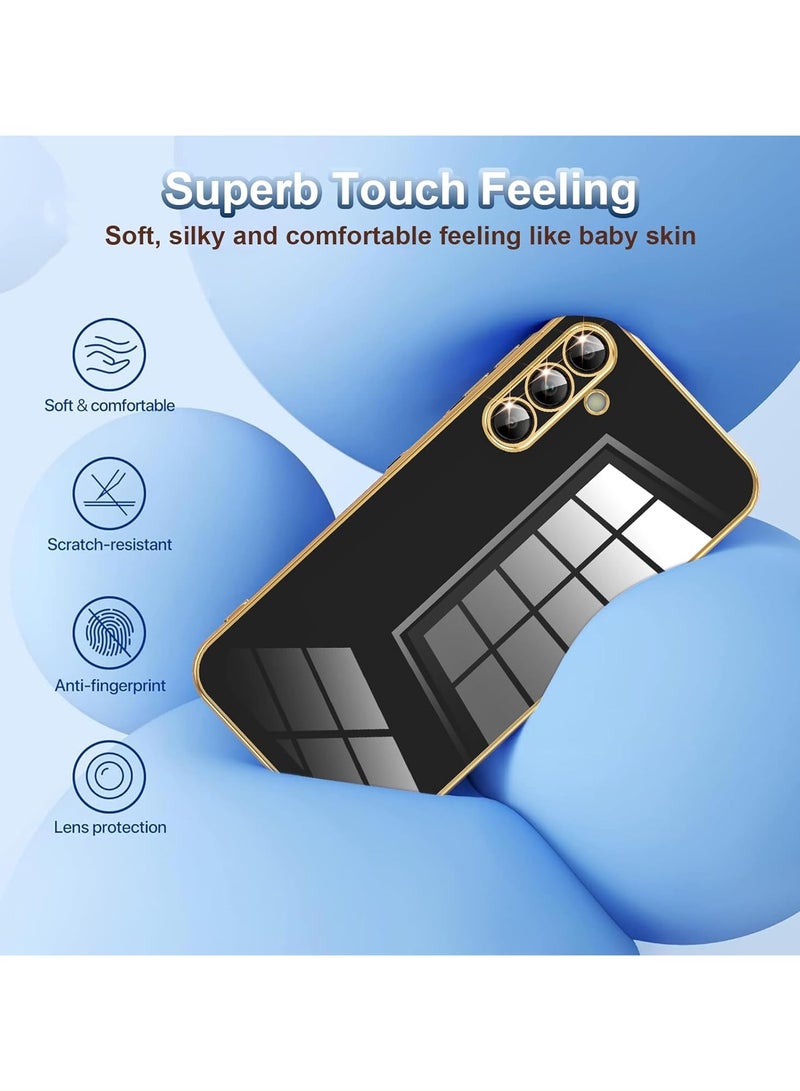 Compatible with Vivo Y04 /Vivo Y29s cover, smooth veneer gold plated chrome, Black Thin and smooth shock-proof full protection Vivo Y04 /Vivo Y29s case（Black） - Image 4