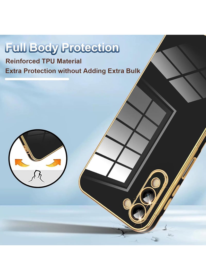 Compatible with Vivo Y04 /Vivo Y29s cover, smooth veneer gold plated chrome, Black Thin and smooth shock-proof full protection Vivo Y04 /Vivo Y29s case（Black） - Image 5