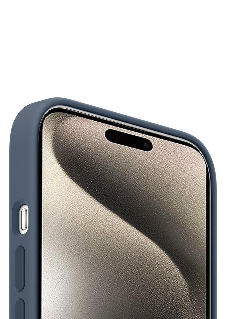 Wtech Soft Liquid Silicone Case Cover For Apple iPhone 15 Pro 2023 Storm Blue - Image 5