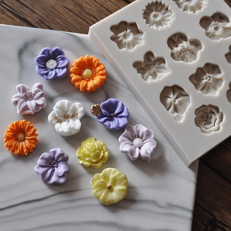 Sunflower Rose Flowers Shape Silicone Mold Cake DIY Decoration Chocolate 3D Mould Tools Color Random