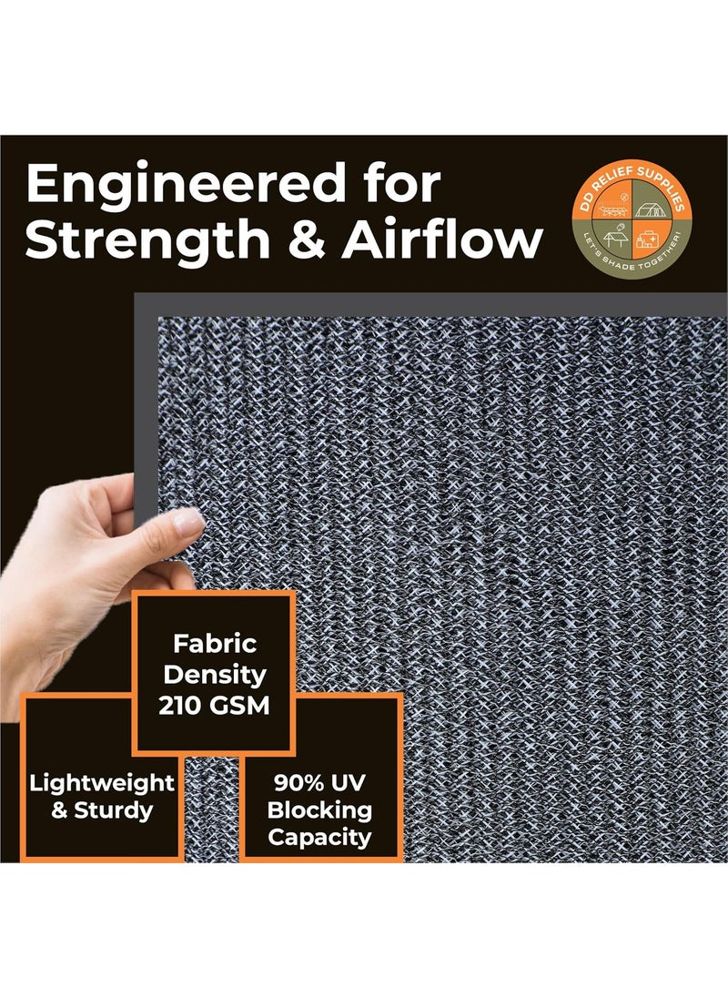 DDRS - DDRS Heavy Duty 210 GSM Mesh Shade Tarp Multipurpose Black Protective Cover with Air Flow Mesh Tarp Use for Tie Downs Shade Fences Canopies Dump Trucks Garden Netting Tear Resistant 9 X 9 - Image 1