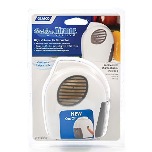 Camco Camper/RV Fridge Deodorizer & Airator | Deodorizer/Fan Helps Circulate Air in Refrigerator | Features Charcoal Odor Absorber & On/Off Switch | Great for Mini Fridge, Small Fridge & More (44124) - Image 3