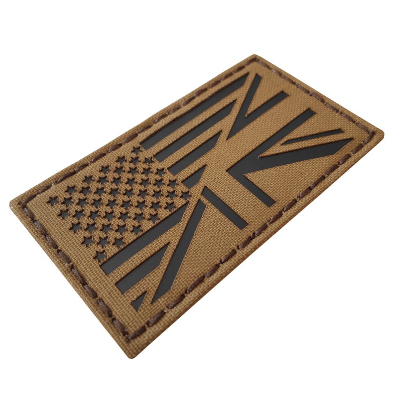 USA UK Union Jack Friendship Flag 35x2 Infrared Tan IFF Tactical Morale Fastener Patch Multicam
