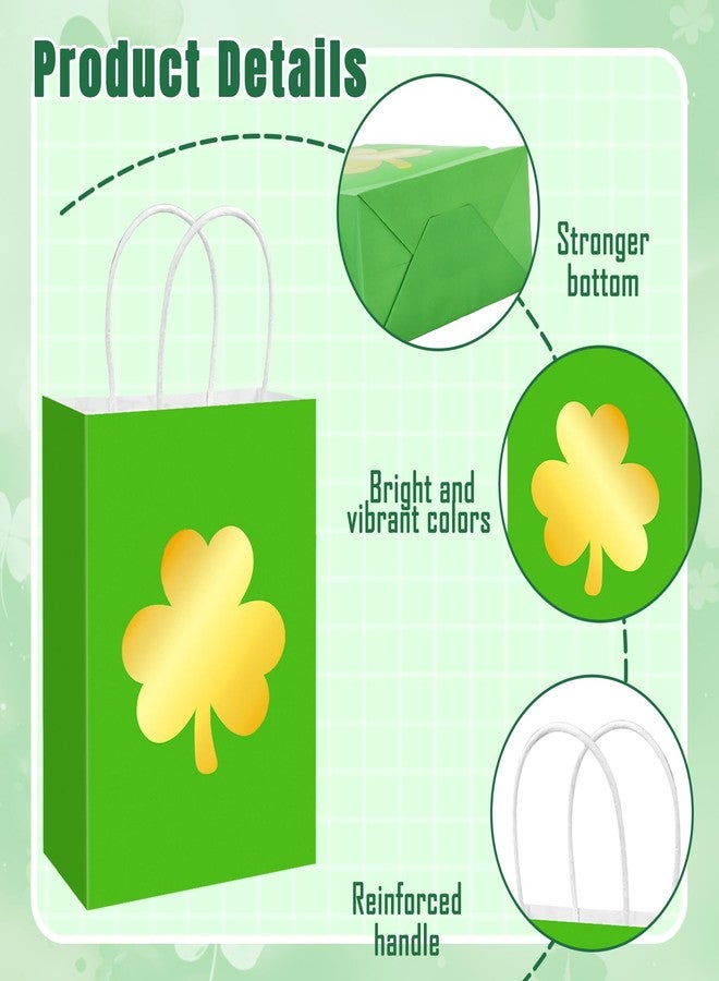 وولاين مجموعة Whaline من 36 كيس هدايا ورقي مزين بورق الألمنيوم على شكل نبتة البرسيم الأخضر المتدرج، مثالية لتوزيعات حفلات عيد القديس باتريك. - Image 3